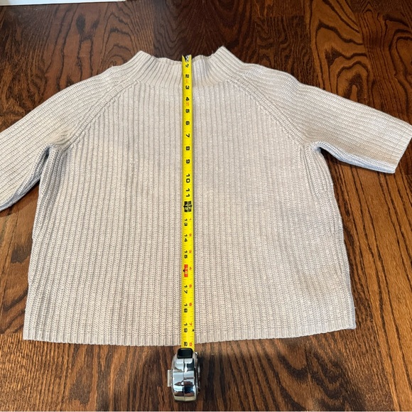 Theory Gray Mock Neck Cropped Cotton/ Cashmere Sweater - Picture 15 of 16